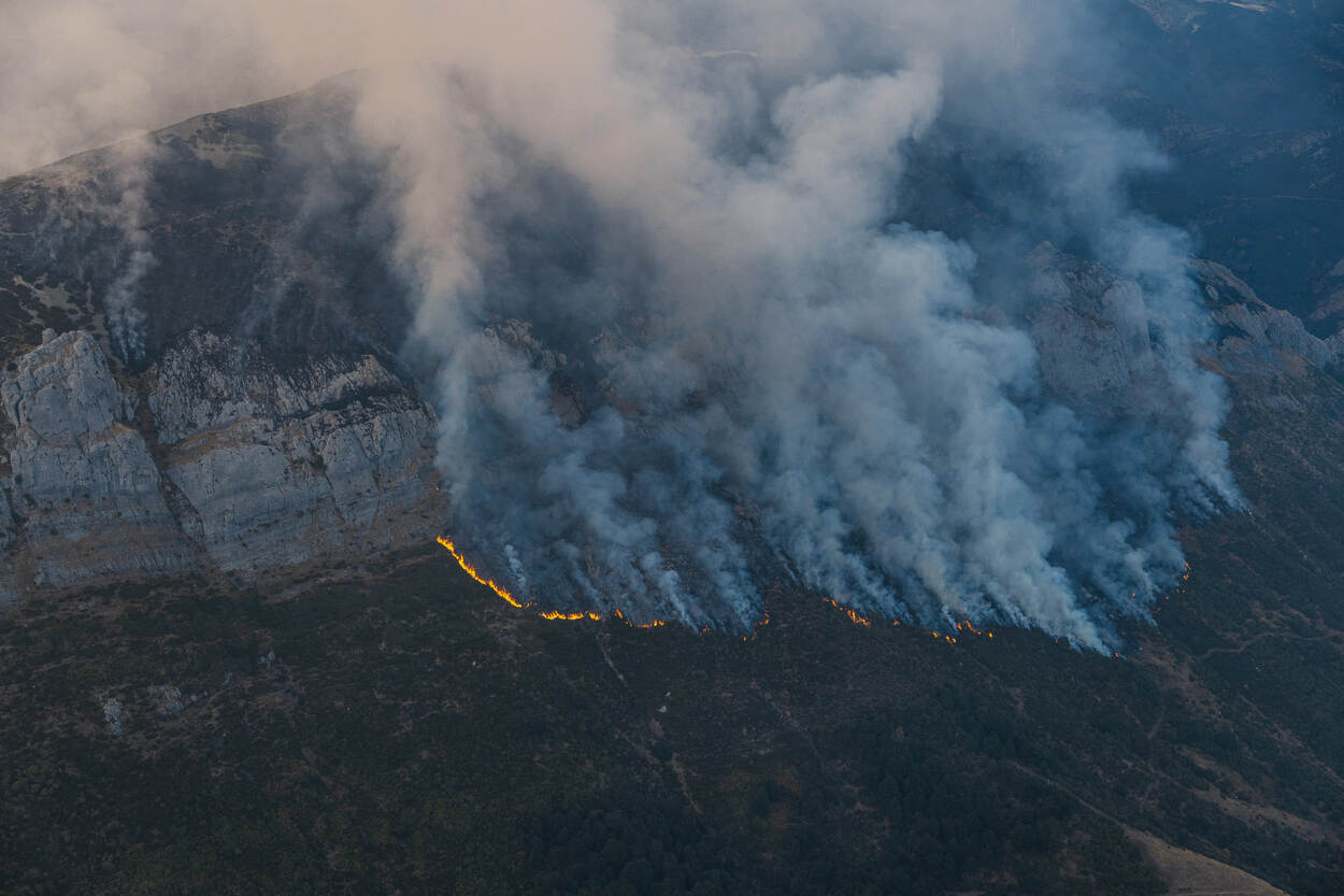 Bosbrand van boven gezien