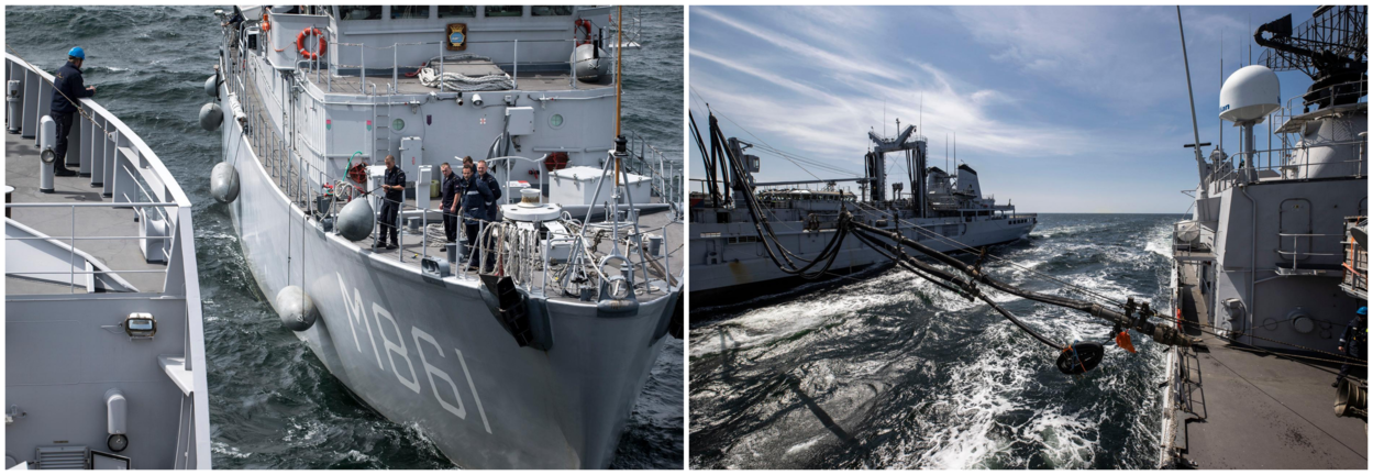 Zr.Ms. Urk en Zr.Ms. Van Amstel tijdens ‘Baltic Operations’ (Foto’s: SM b.d. Gerben van Es en SM Aaron Zwaal)