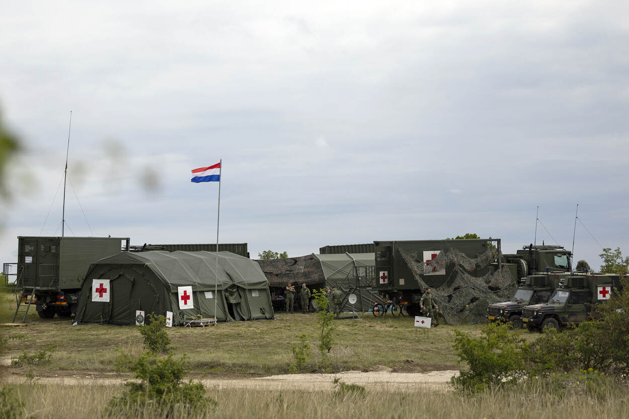 Overzichtsfoto van het Role 1-hospitaal van luchtmacht.