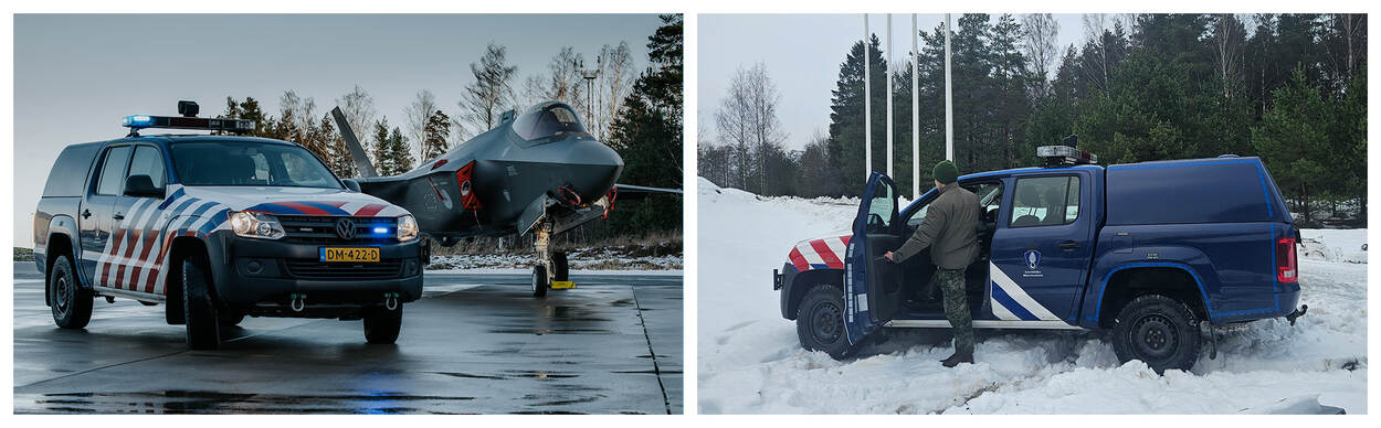 Amarok en F-35 op Ämari Air Base.