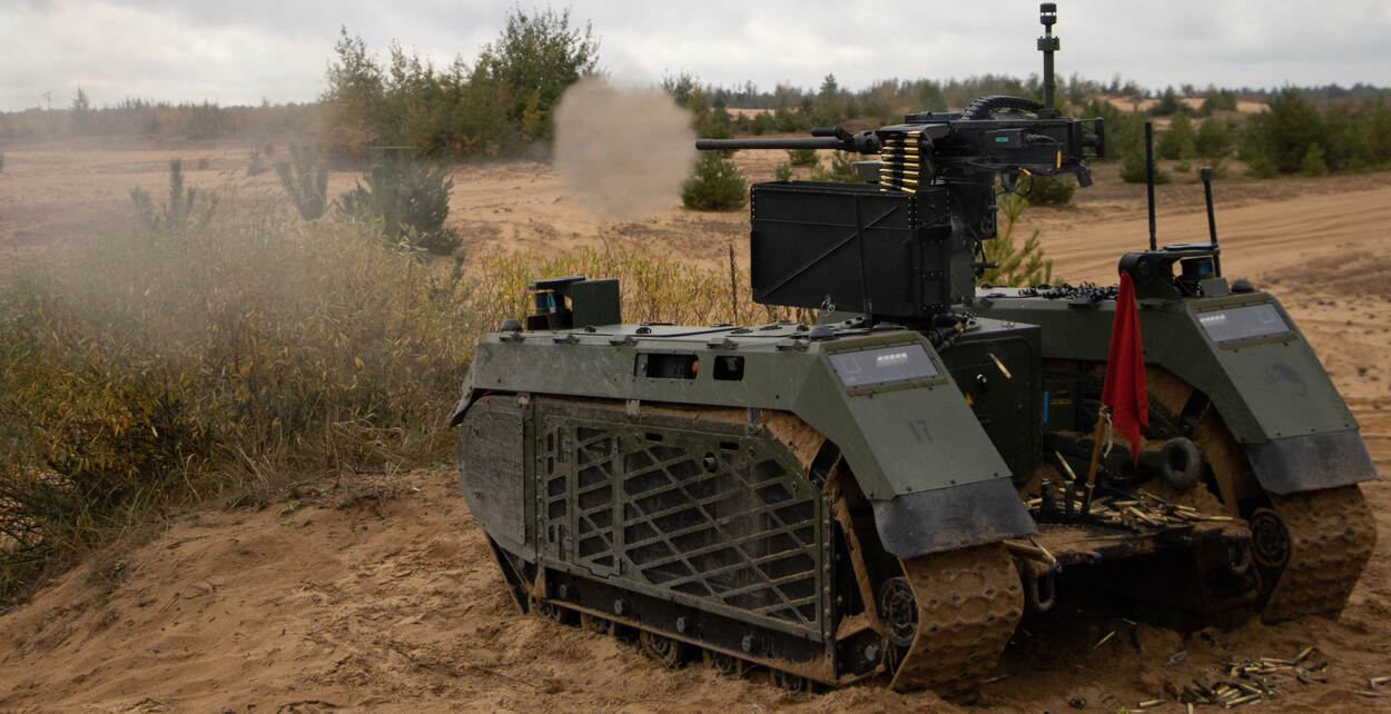 Milrem TheMIS Combat met .50 machinegeweer.