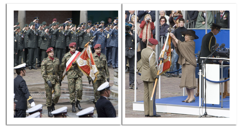 De uitreiking van de Militaire Willems-Orde door Koningin Beatrix op het Binnenhof.
