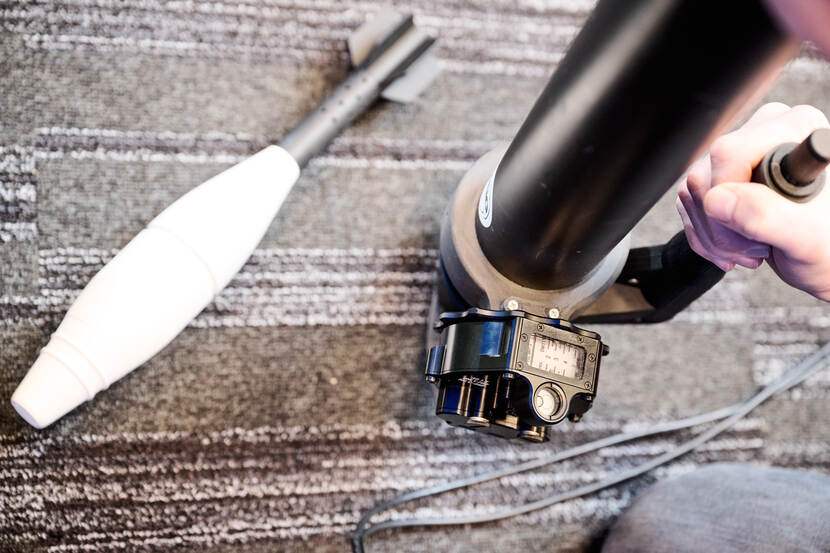 Een close-up van het richtmiddel.