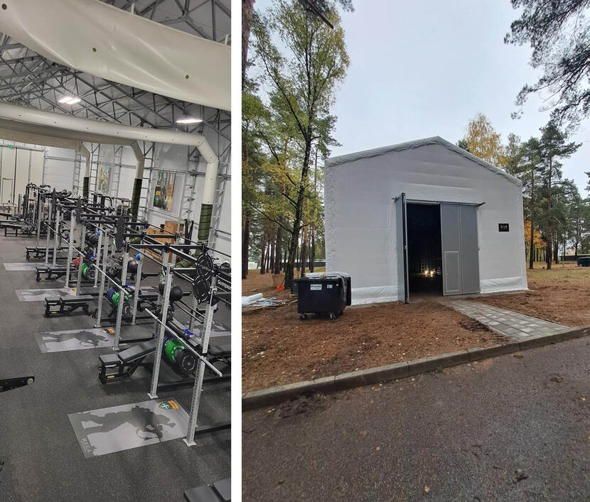 Inkijkje in de nieuwe sportfaciliteit voor Nederlandse militairen in Litouwen bij de missie enhanced Forward Presence.