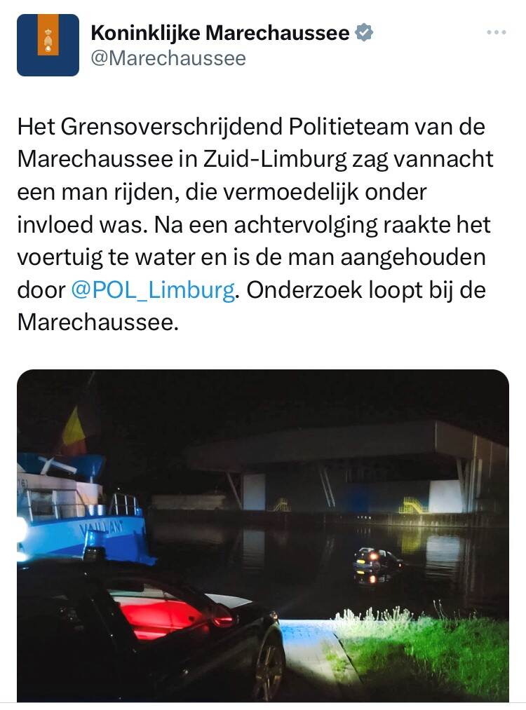 twitterbericht over de Marechaussee.