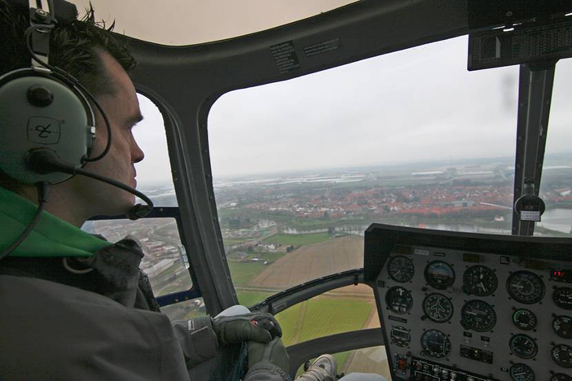 man in helicopter