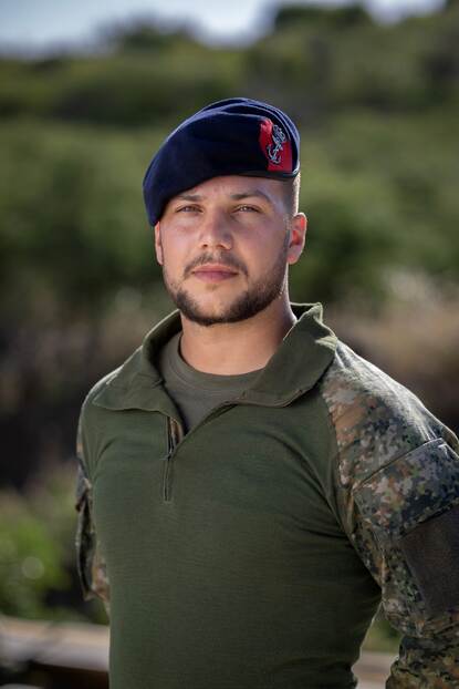 Portret van eerste luitenant der mariniers Bauke.